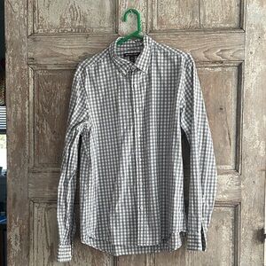 Michael Kors Gray and White Checkered Men's Shirt